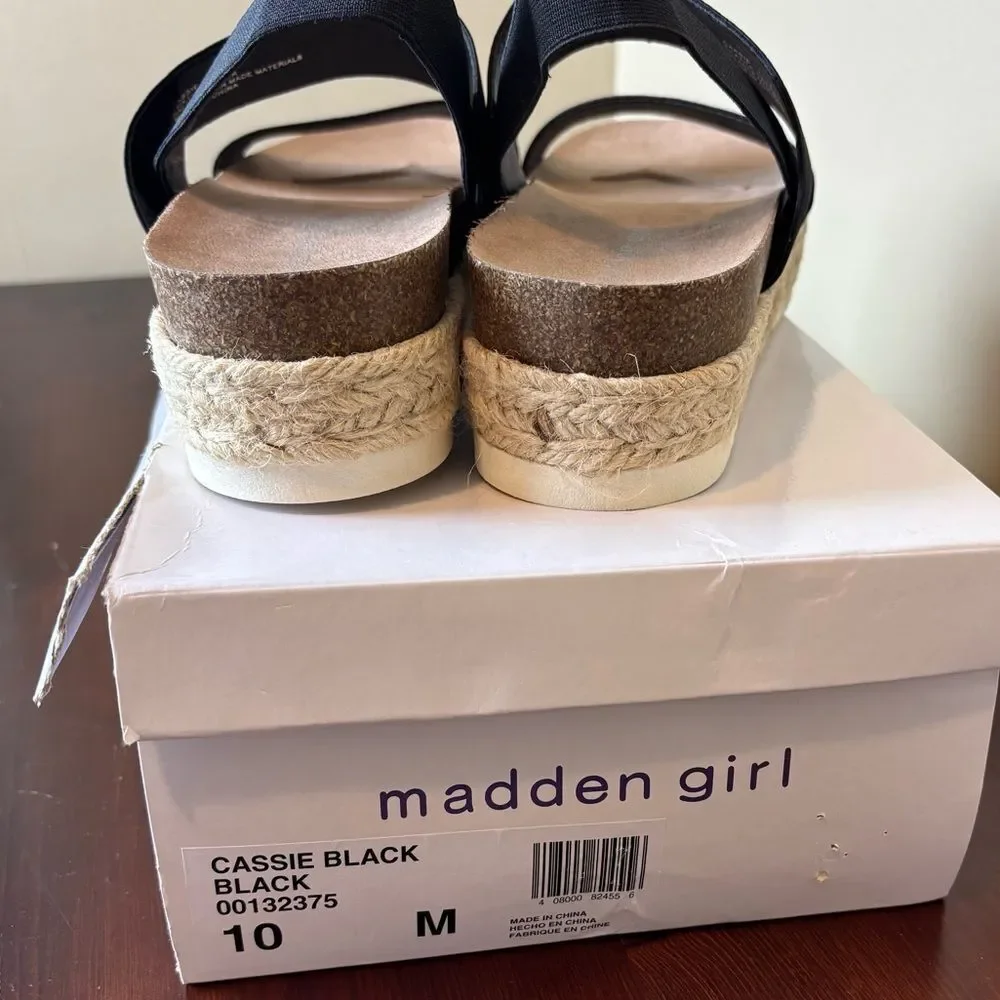 New Madden Girl Cassie Spring Summer Sandals Womens Size 10 Black 2